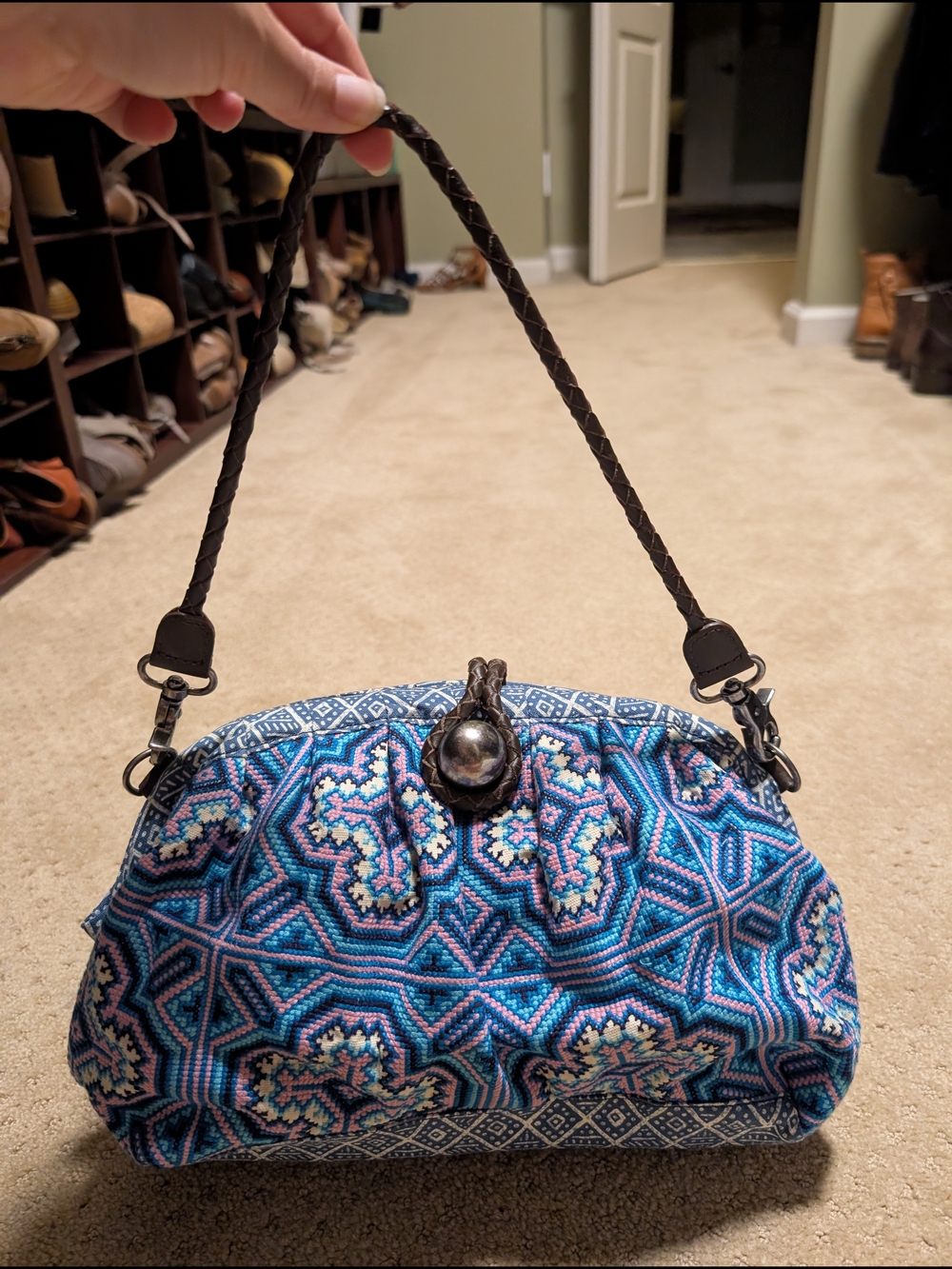 Plenty by Tracy Reese Blue Patterned Clutch with Braided Handle